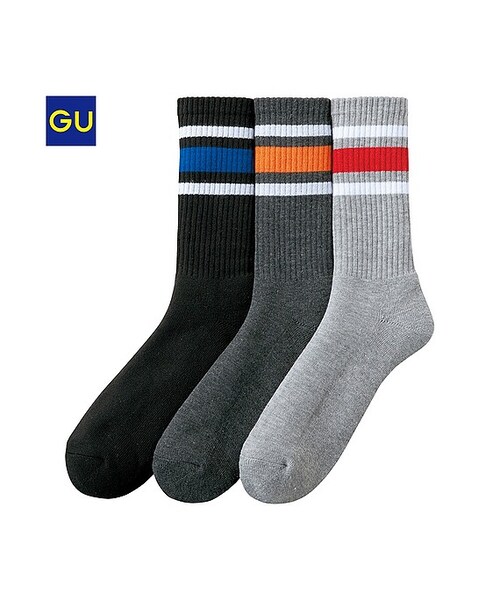 GU（ジーユー）の「（GU）リブソックス（３足組）Ａ（MEN ⁄ ソックス・レギンス・メンズ・WHITE/80/81・-）」の2枚目の写真