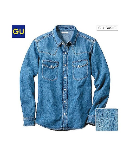 GU（ジーユー）の「（GU）デニムウェスタンシャツ（長袖）Ｂ（MEN ⁄ シャツ・メンズ・GRAY/BLUE・XL/M/S/L）」の3枚目の写真