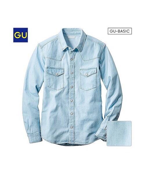 GU（ジーユー）の「（GU）デニムウェスタンシャツ（長袖）Ｂ（MEN ⁄ シャツ・メンズ・GRAY/BLUE・XL/M/S/L）」の2枚目の写真
