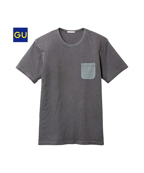 GU（ジーユー）の「（GU）ピグメントダイＴ（半袖）（MEN ⁄ カットソー（Ｔシャツ・ポロシャツ）・メンズ・YELLOW/OFF WHITE/BLACK/RED/BLUE・XL/L/S/M）」の3枚目の写真