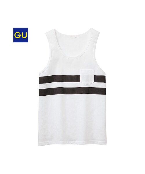 GU（ジーユー）の「（GU）ポケ付きタンクトップ（MEN ⁄ カットソー（Ｔシャツ・ポロシャツ）・メンズ・WHITE/DARK GRAY/NAVY・S/M/L/XL）」の2枚目の写真