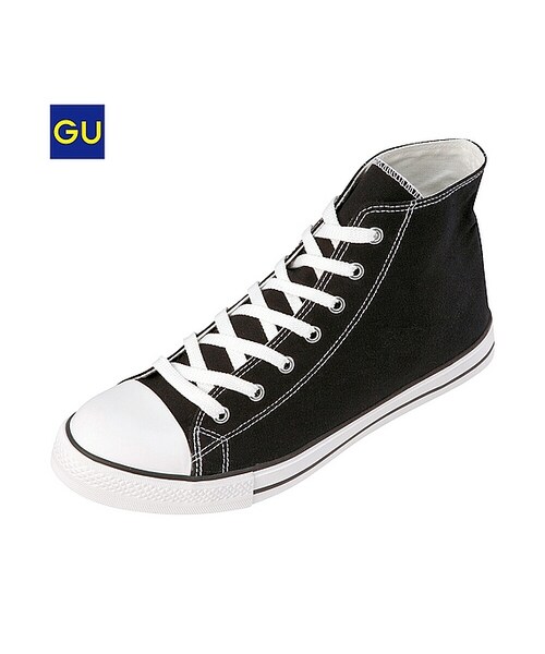 GU(ジーユー)の「(GU)キャンバスシューズハイカット(MEN ⁄ ブーツ・シューズ・メンズ・WHITE/88/BLACK・23.0cm/28.0cm/24.0cm/27.0cm/25.0cm/26.0cm)」の2枚目の写真