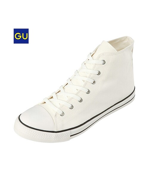 GU(ジーユー)の「(GU)キャンバスシューズハイカット(MEN ⁄ ブーツ・シューズ・メンズ・WHITE/88/BLACK・23.0cm/28.0cm/24.0cm/27.0cm/25.0cm/26.0cm)」の1枚目の写真