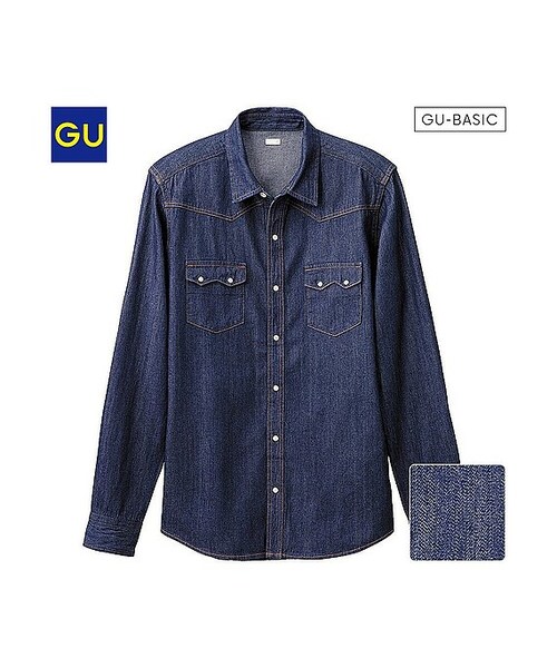 GU（ジーユー）の「（GU）デニムウェスタンシャツ（長袖）（MEN ⁄ シャツ・メンズ・GRAY/BLUE・S/XL/M/L）」の3枚目の写真