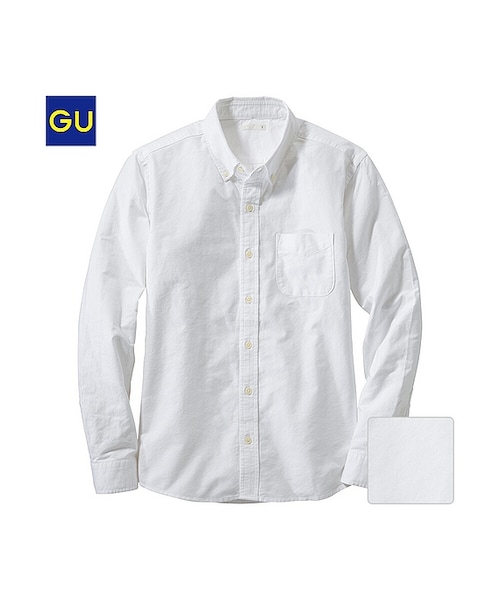 GU（ジーユー）の「（GU）オックスフォードシャツ（長袖）Ｃ（MEN ⁄ シャツ・メンズ・RED/DARK GRAY/WHITE/LIGHT BLUE/LIGHT GREEN・XL/L/M/S）」の2枚目の写真