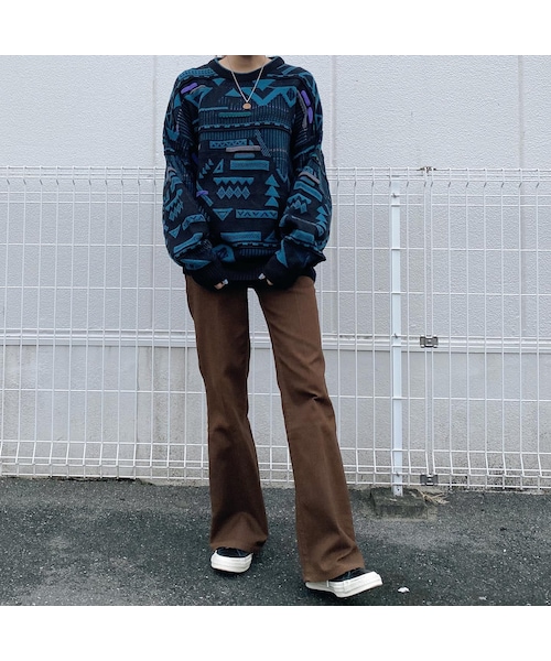 その他ブランド / ニット・セーター(厚手)/L/コットン/NVY/総柄 no brand（ノーブランド）の「カナダ製ネイティヴ柄コットンニット