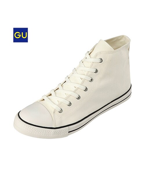 GU（ジーユー）の「（GU）キャンバスシューズ（ハイカット）Ａ（MEN ⁄ ブーツ・シューズ・メンズ・BLACK/WHITE/88・26.0cm/23.0cm/24.0cm/25.0cm/27.0cm/28.0cm）」の2枚目の写真