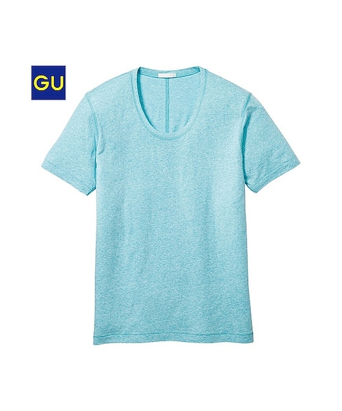 GU（ジーユー）の「（GU）ＵネックＴ（半袖）（MEN ⁄ カットソー（Ｔシャツ・ポロシャツ）・メンズ・LIGHT ORANGE/NAVY/OFF WHITE/BLUE/YELLOW・XL/L/M/S）」の4枚目の写真