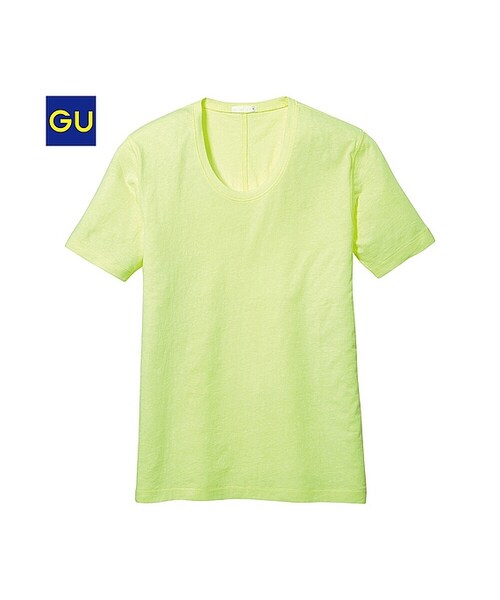 GU（ジーユー）の「（GU）ＵネックＴ（半袖）（MEN ⁄ カットソー（Ｔシャツ・ポロシャツ）・メンズ・LIGHT ORANGE/NAVY/OFF WHITE/BLUE/YELLOW・XL/L/M/S）」の5枚目の写真