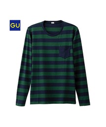GU | （GU）ボーダークルーネックＴ（長袖）Ａ(トップス)