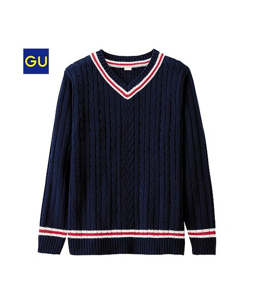 GU（ジーユー）の「（GU）チルデンセーター（長袖）（MEN ⁄ ニット・メンズ・OFF WHITE/DARK GRAY/NAVY・L/XL/S/M）」の3枚目の写真