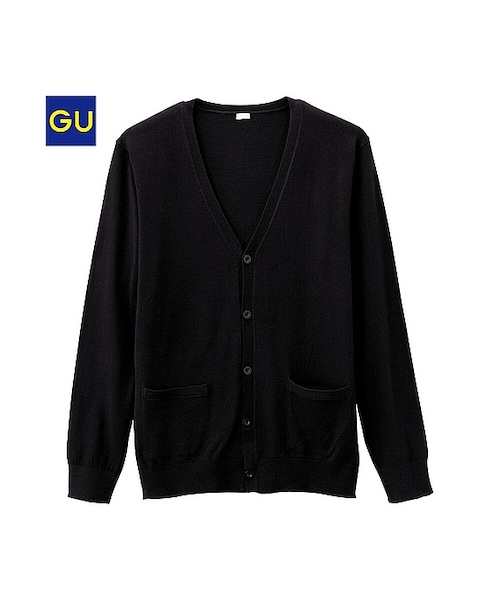 GU（ジーユー）の「（GU）コットンナイロンＶカーディガン（長袖）（MEN ⁄ パーカ・カーディガン・メンズ・NAVY/BLACK/BLUE/GRAY/RED/DARK GREEN・XL/M/S/L）」の2枚目の写真