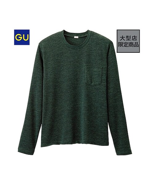 GU（ジーユー）の「（GU）カットオフプルオーバー（長袖）Ａ（MEN ⁄ カットソー・メンズ・BLACK/OLIVE/BLUE/MUSTARD・L/S/M/XL）」の2枚目の写真