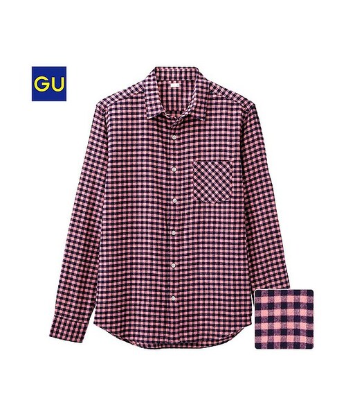 GU（ジーユー）の「（GU）ネルチェックシャツ（ギンガム・長袖）Ｅ（MEN ⁄ ネルシャツ・メンズ・BLUE/GREEN/PINK/DARK GRAY・XL/M/L/S）」の4枚目の写真
