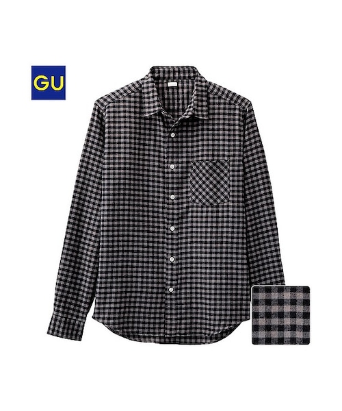 GU（ジーユー）の「（GU）ネルチェックシャツ（ギンガム・長袖）Ｅ（MEN ⁄ ネルシャツ・メンズ・BLUE/GREEN/PINK/DARK GRAY・XL/M/L/S）」の2枚目の写真
