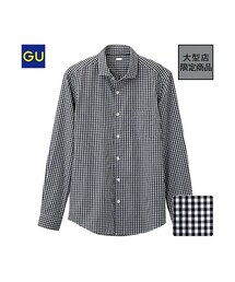 GU | （GU）ツイルギンガムチェックシャツ（長袖）(トップス)