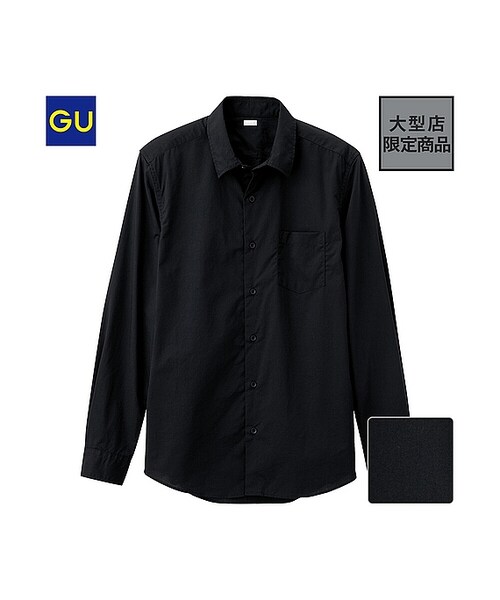 GU（ジーユー）の「（GU）ブロードシャツ（長袖）Ｄ（MEN ⁄ シャツ・メンズ・WHITE/BLACK/NAVY・M/XL/L/S）」の2枚目の写真