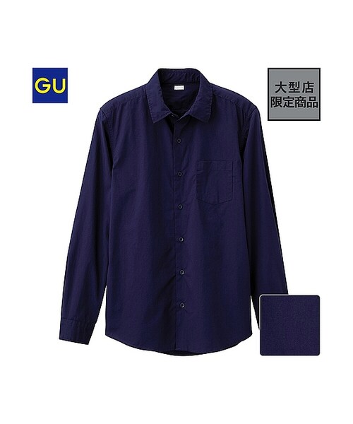 GU（ジーユー）の「（GU）ブロードシャツ（長袖）Ｄ（MEN ⁄ シャツ・メンズ・WHITE/BLACK/NAVY・M/XL/L/S）」の3枚目の写真