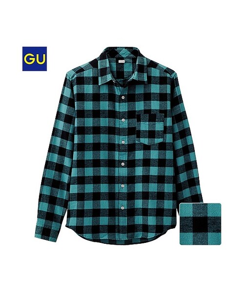 GU（ジーユー）の「（GU）ネルチェックシャツ（ブロック・長袖）Ａ（MEN ⁄ ネルシャツ・メンズ・OFF WHITE/DARK GREEN/RED/BLUE/DARK GRAY・XL/M/L/S）」の4枚目の写真