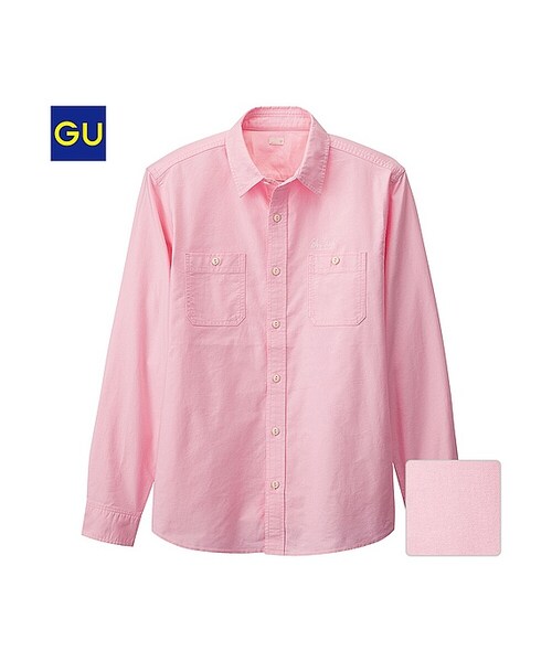 GU（ジーユー）の「（GU）オックスワークシャツ（長袖）（MEN ⁄ シャツ・メンズ・WHITE/NAVY/PINK・XL/M/L/S）」の3枚目の写真
