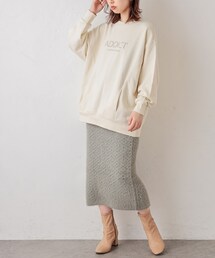 natural couture | ほわほわフェザー柄編みニットタイトスカート(スカート)