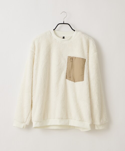 COLONY 2139（コロニートゥーワンスリーナイン）の「シャギーフリースクルーネックプルオーバー（パーカー・メンズ・ホワイト/ブラック/ベージュ・M/L/XL）」の2枚目の写真