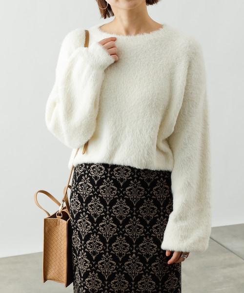 COLONY 2139(コロニートゥーワンスリーナイン)の「シャギーニットクルーネックプルオーバー(ニット/セーター・レディース・アイボリー/ミント/チャコールグレー・F)」の1枚目の写真