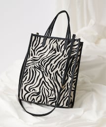 COLONY 2139 | ジャガードスクエアトートバッグ(ゼブラ柄)(トートバッグ)