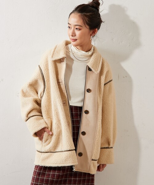 DISCOAT(ディスコート)の「スエード切替ボアジャケット(その他アウター・レディース・エクリュ・M/L)」の1枚目の写真