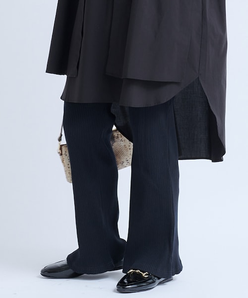 DouDou（ドゥドゥ）の「【新色追加】リブパンツ（その他パンツ・レディース・バーガンディー/グレー/ブラック/オフホワイト・F）」の3枚目の写真