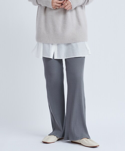 DouDou（ドゥドゥ）の「【新色追加】リブパンツ（その他パンツ・レディース・バーガンディー/グレー/ブラック/オフホワイト・F）」の4枚目の写真