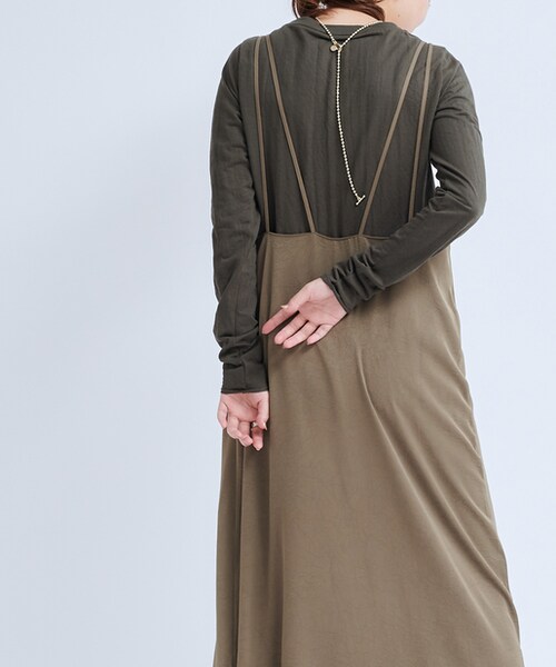 DouDou(ドゥドゥ)の「ワッシャーサテンセットワンピース(ワンピース・レディース・パープル/カーキ/ブラック・F)」の2枚目の写真