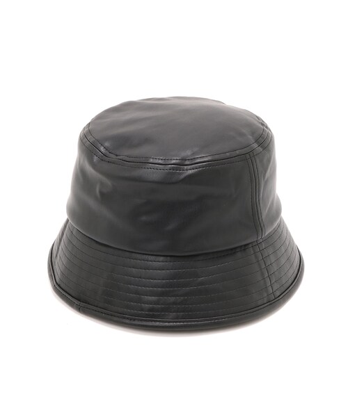 DouDou（ドゥドゥ）の「エコレザーバケットハット（ハット・レディース・ベージュ/ブラック・F）」の2枚目の写真
