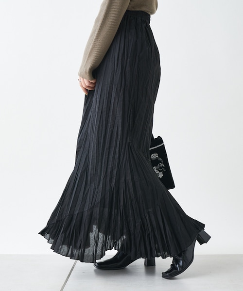 Kastane（カスタネ）の「クリンクルマーメイドスカート（スカート・レディース・ブラック/ブラウン/サックスブルー/オリーブ・F）」の2枚目の写真