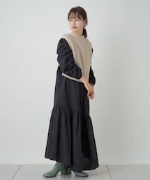 Kastane | シャーリングティアードワンピース×ベストSET(ワンピース)