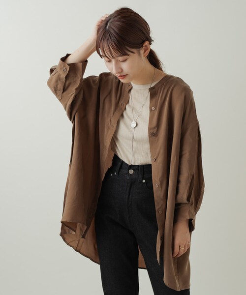 Kastane - キュプラノーカラーシャツ Kastane（カスタネ）の「キュプラノーカラーシャツ（シャツ