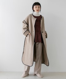 Kastane | サテンライナー付きパイピングガウンコート(その他アウター)