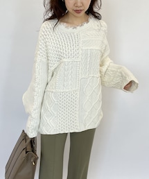 CAPRICIEUX LE'MAGE | パッチワークケーブルプルオーバー(ニット/セーター)