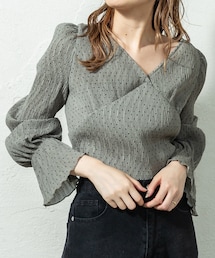 mystic | ドット楊柳パフブラウス(シャツ/ブラウス)