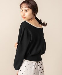 mystic | [mline]パフ袖バイカラーニット(ニット/セーター)