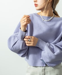 mystic | スウェットライクドルマンショートニット(ニット/セーター)