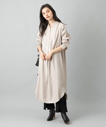 prose verse | 【品のある光沢感】オーロラツイル肩タックシャツワンピース(ワンピース)