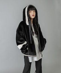 RASVOA ファー　ライン　パーカー　コート　黒　アウター　もこもこ　三代目 1106781227.jpg?1613738185