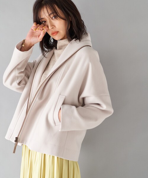 RIVE DROITE(リヴドロワ)の「【あたたかみのある風合いが魅力】ウールライクジップショートコート(その他アウター・レディース・グレージュ/ブラウン・F)」の1枚目の写真