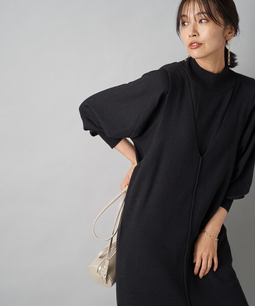 RIVE DROITE(リヴドロワ)の「《予約》【着回し力抜群・手洗い可】4WAYセットアップジャンスカニットワンピース(ワンピース・レディース・モカ/ブラック・F)」の1枚目の写真