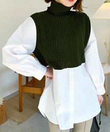 DHOLIC | タートルコントラストTシャツ(Tシャツ/カットソー)