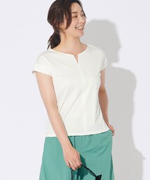 un dix cors（アンディコール）の「【《顔周りを華やかに見せてくれる》手洗い可】シルケットスムースバー付きカットソー（Tシャツ/カットソー）」