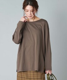 un dix cors（アンディコール）の「【《着回し力抜群》手洗い可】コットンシルクロングTシャツ（Tシャツ/カットソー）」