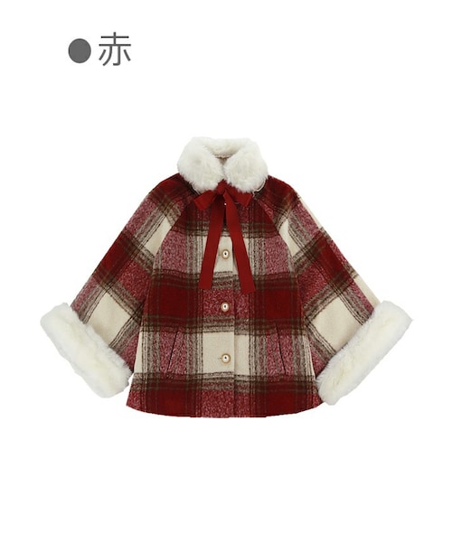 Bobon21（ボボンニジュウイチ）の「ウール混Sweetガーリーポンチョコート-全３色-（ポンチョ・レディース・グレー/レッド/ピンク・S/M/L）」の3枚目の写真