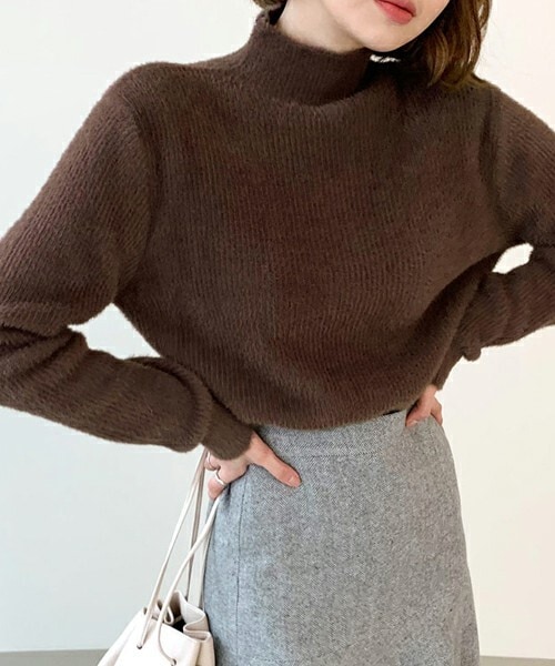 DHOLIC（ディーホリック）の「ファータッチニット（ニット/セーター・レディース・ベージュ/ライトベージュ/レッドブラウン/ブラック・ONESIZE）」の4枚目の写真